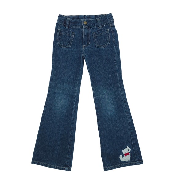 Gymboree Other - Gymboree Girls Flare Jeans Cat Embroidery 2010 Size 6 Slim Dark Wash Denim